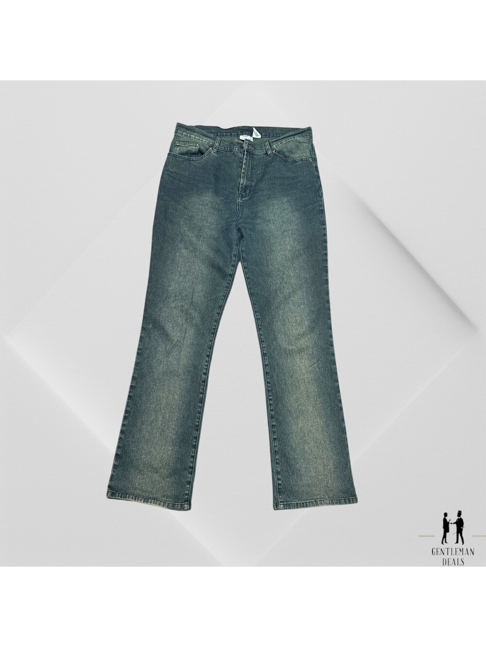 Diane Gilman DG2 Blue Burnt Green Ramie Jeans Womens Size 10 Pants 32 x 31